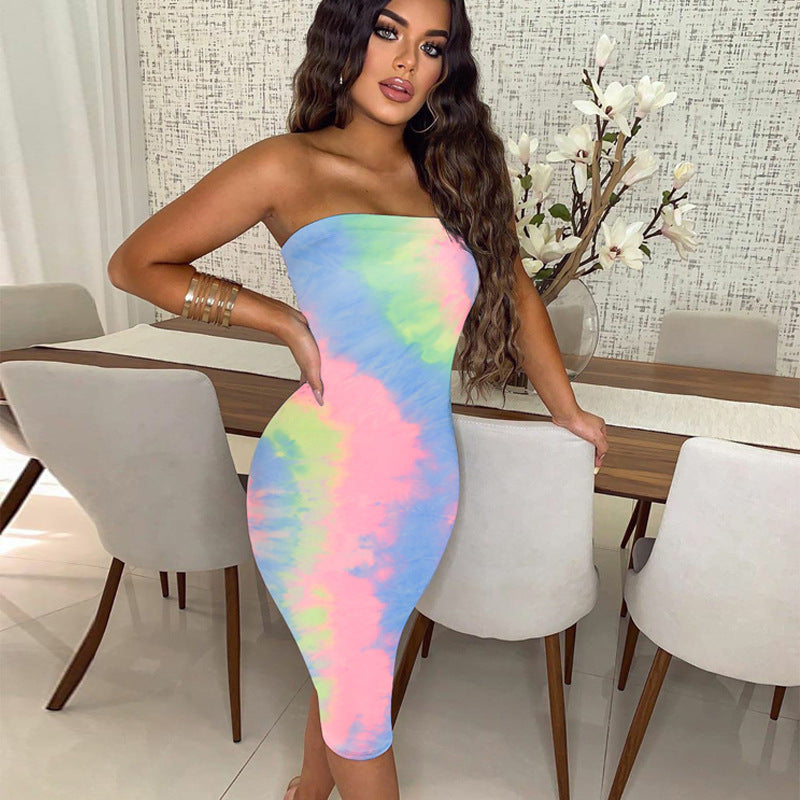 Sleeveless tube top midi skirt