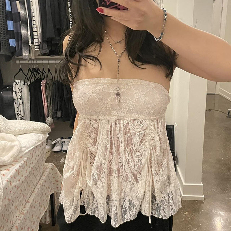 Slim Fit Drawstring Pleated Irregular Top
