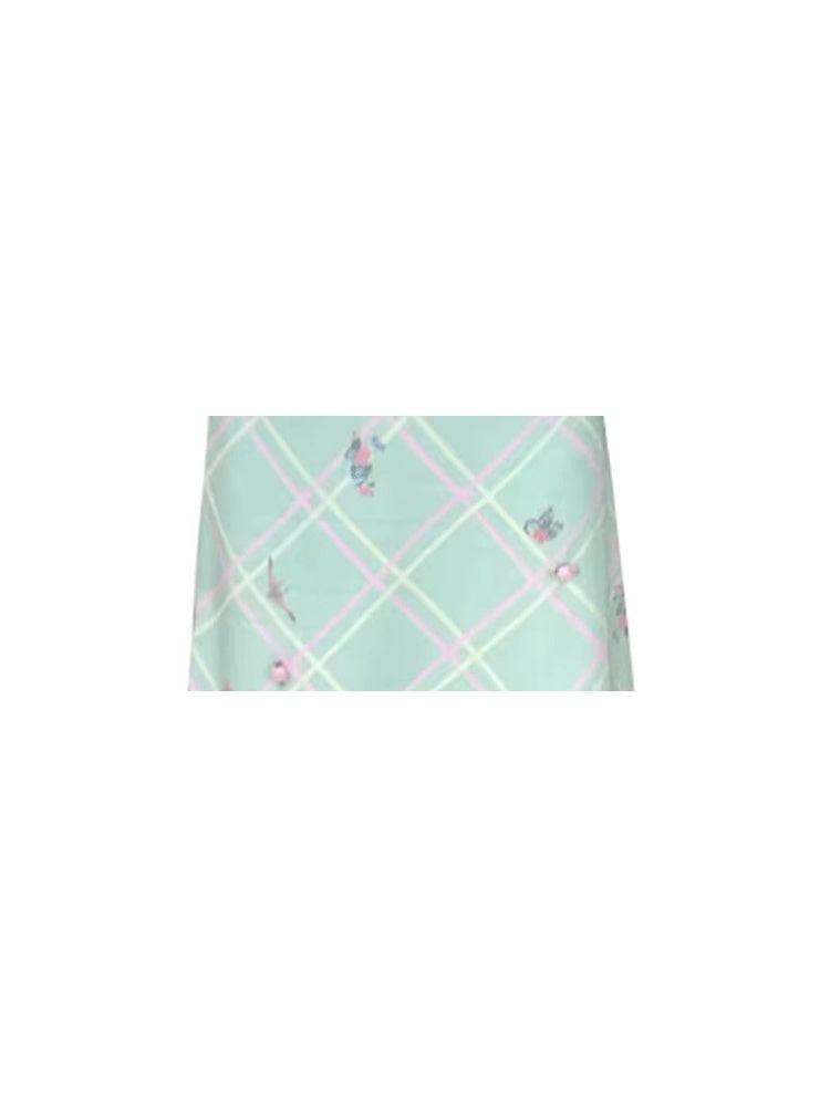 Women's Retro Green Plaid Floral Skirt