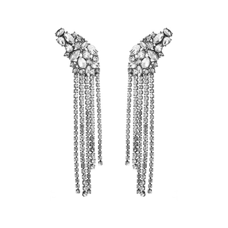 European And American Ins Earrings Exaggerated Long Alloy