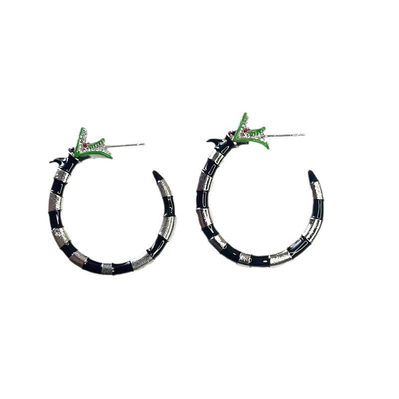 Zodiac Ornament Exaggerated Dripping Dragon Earrings