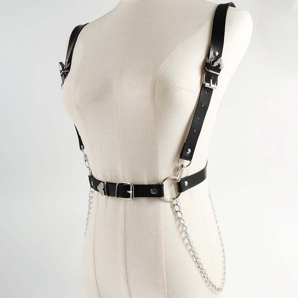 Punk Darkwind Women's Belt Leather Functional Chain Love Belt Sexy Uniform Suspenders Harness Accessories