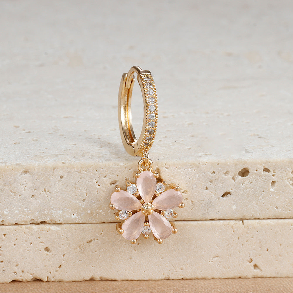 Micro Inlaid Zircon Petal Pendant Earrings For Women