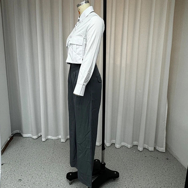 Women's Fashion All-match Slim Fit Shirt Outfit - Chic Angle