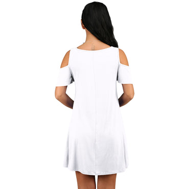 Loose strapless short sleeve pocket dress