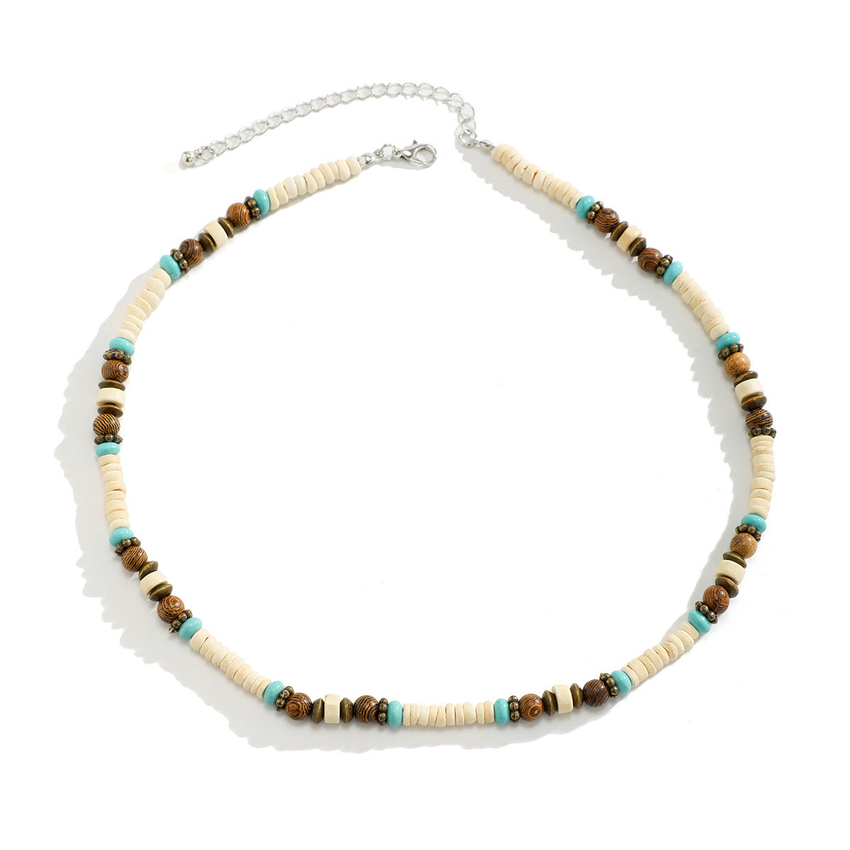 Men's Bohemian Wooden Bead Stitching Beaded Necklace - Chic Angle