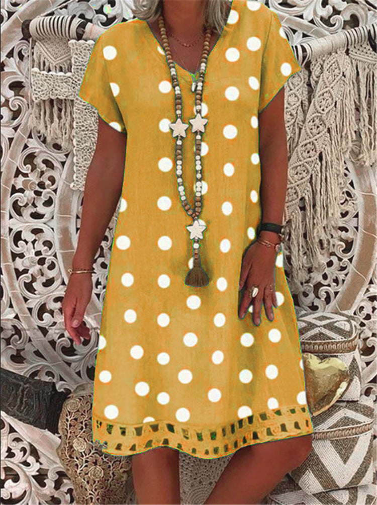V-neck print midi dress
