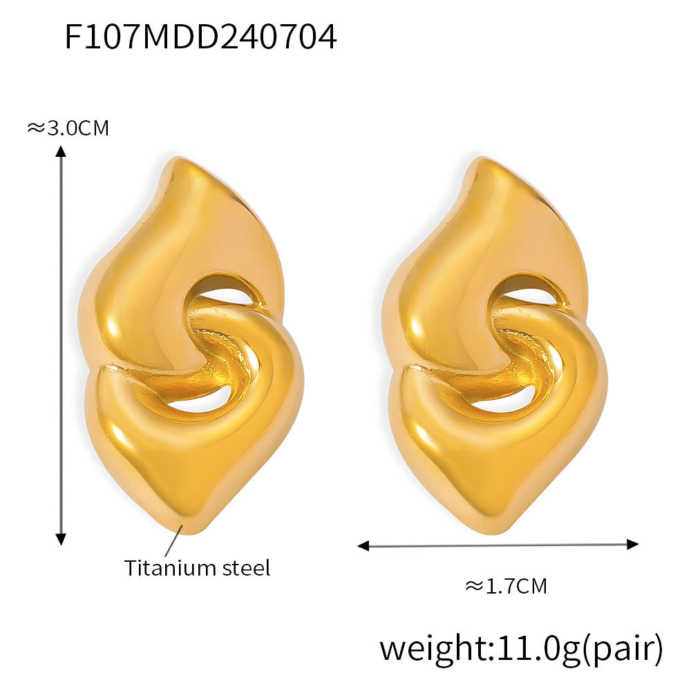 European And American Geometric Double Ring Ring Buckle Non-fading Temperament Earrings
