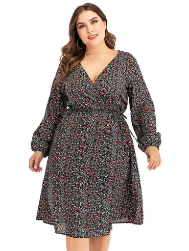 V-neck lantern sleeve maxi skirt