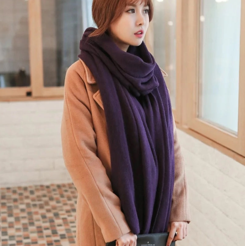 Scarf Female Winter Korean Version Of Knitted Wool Cashmere Scarf Shawl Men And Women Solid Color Wild Collar