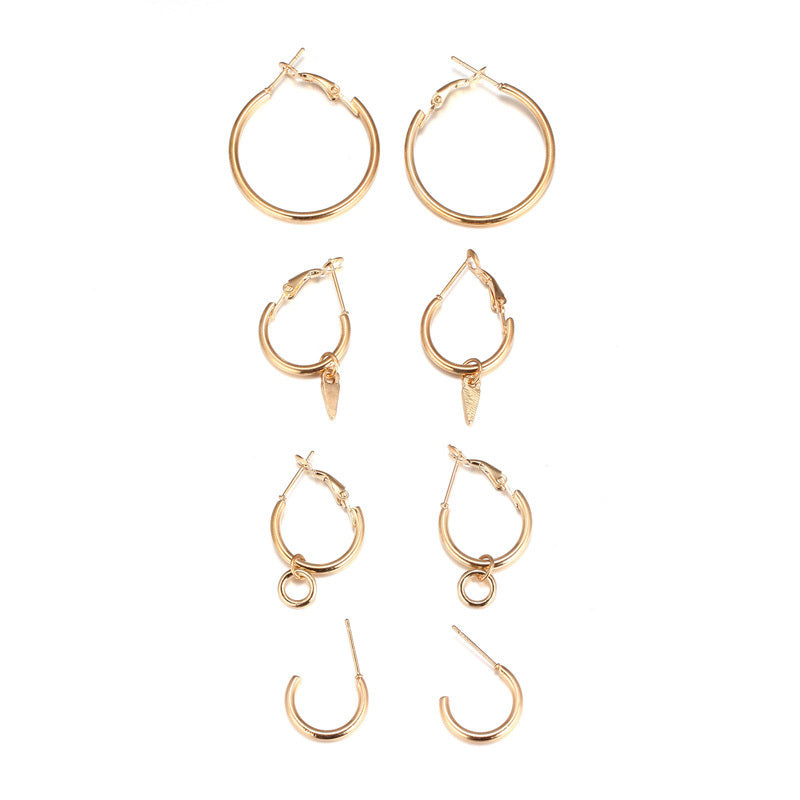 Metal Four-Piece Hoop Earrings