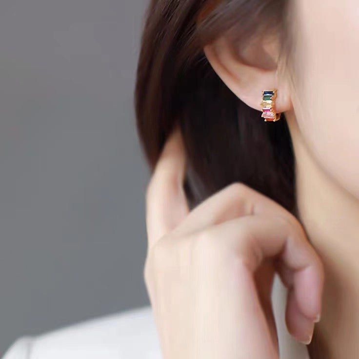Color Zircon Integrated Mosquito Coil Ear Clip Women