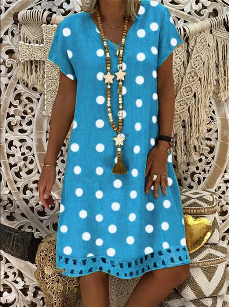 V-neck print midi dress