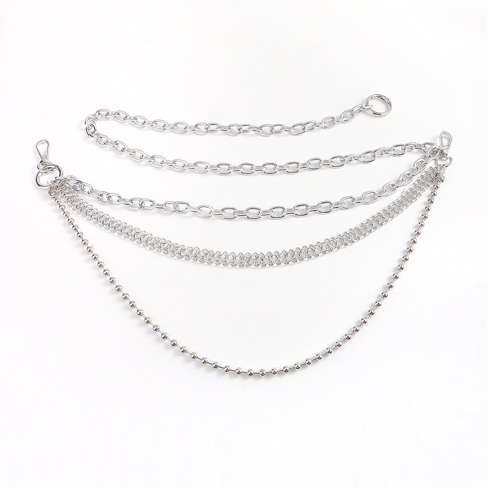 Men's And Women's Personality Fashion Multi-layer Metal Punk Waist Chain All-in-one Detachable Strap Dual-use Body Chain Hip Hop Chic Cool Chain