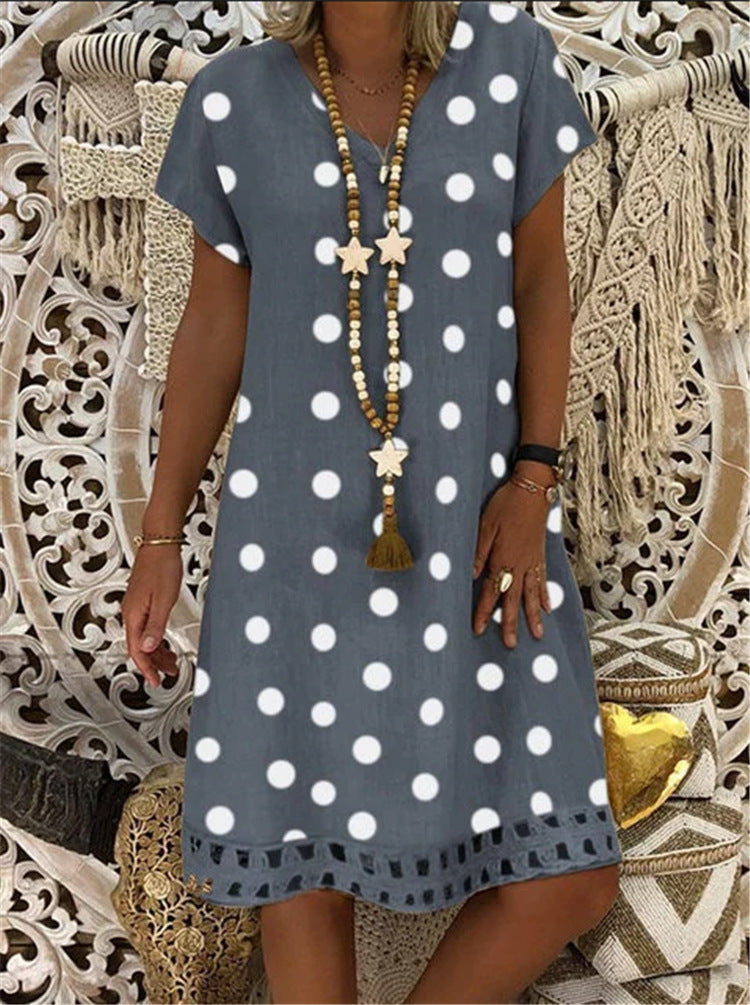 V-neck print midi dress