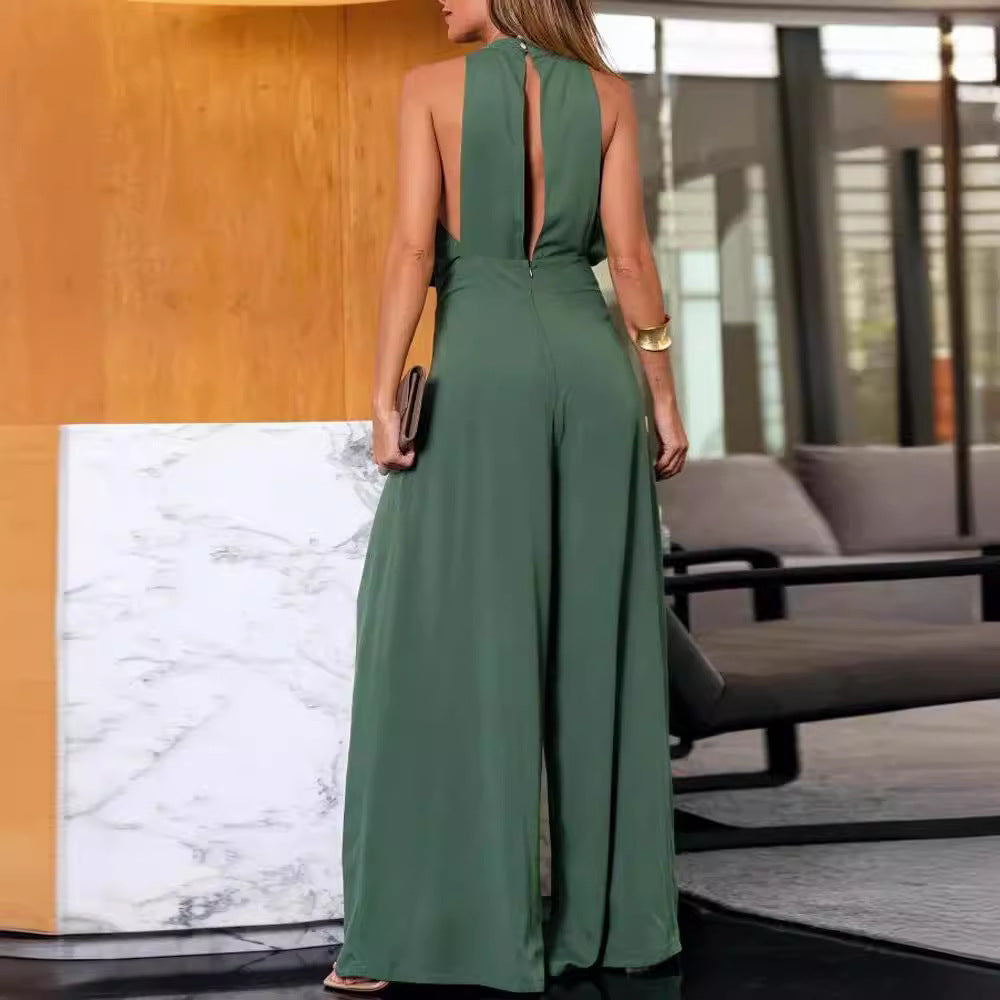 Female Pure Color Halter One-piece