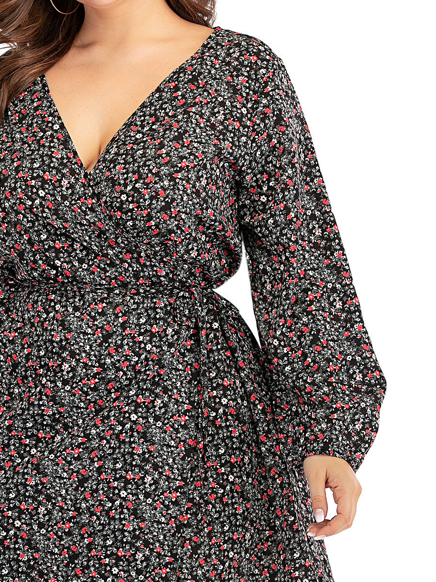V-neck lantern sleeve maxi skirt