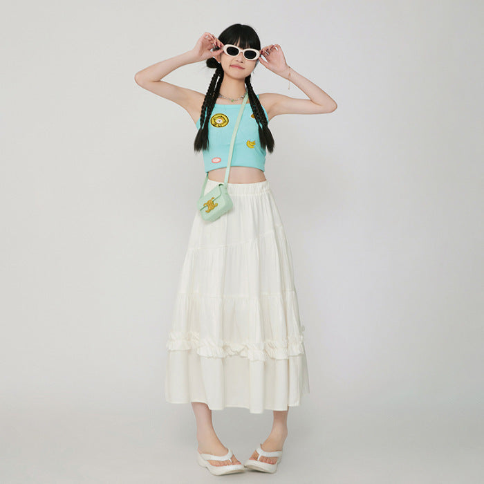 Vintage Cake A- Line Skirt Draping Casual Long Skirt