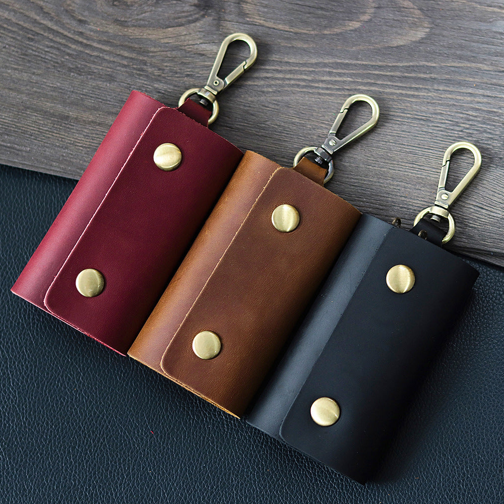 First Layer Cowhide Coin Purse Car Multifunctional Keychain
