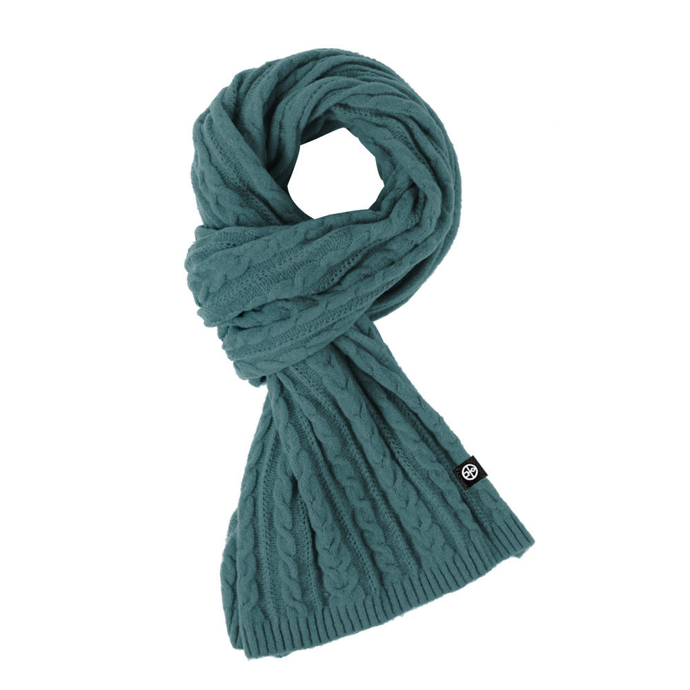 Solid Color Scarf For Women Winter Warm Fashion Versatile Shawl Korean Style Sweet Knitted Woolen Long Scarf