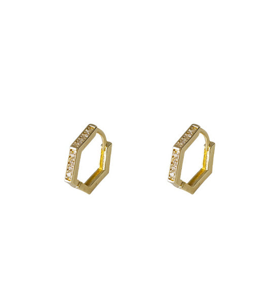 Hexagonal Zircon Stud Earrings
