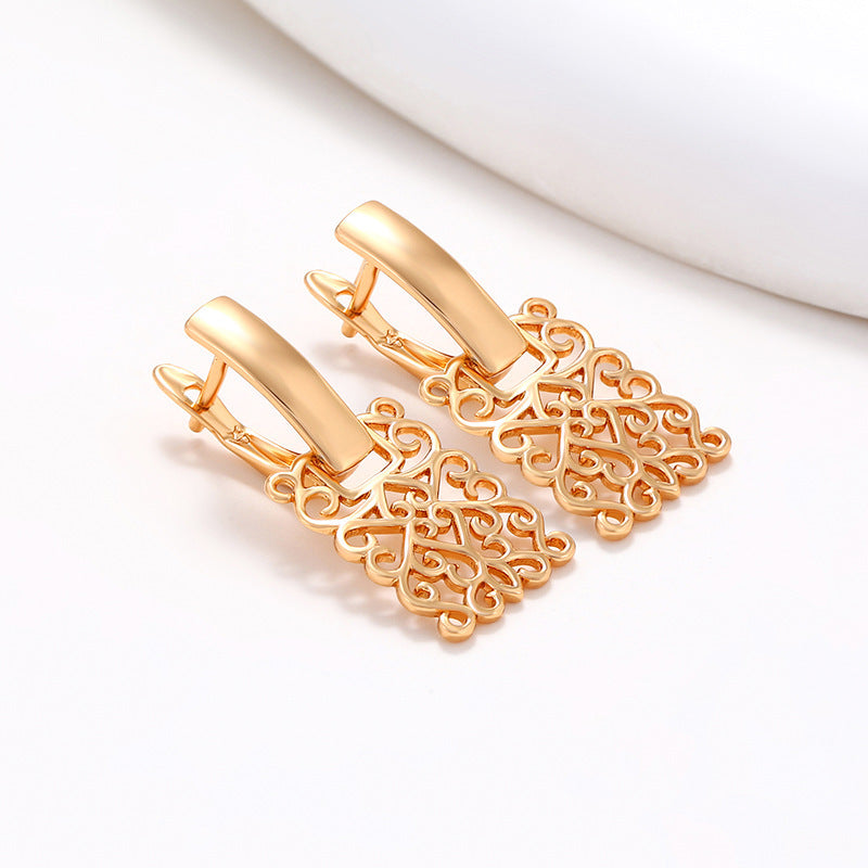 Gold Plated Geometric Square Hollow Earrings