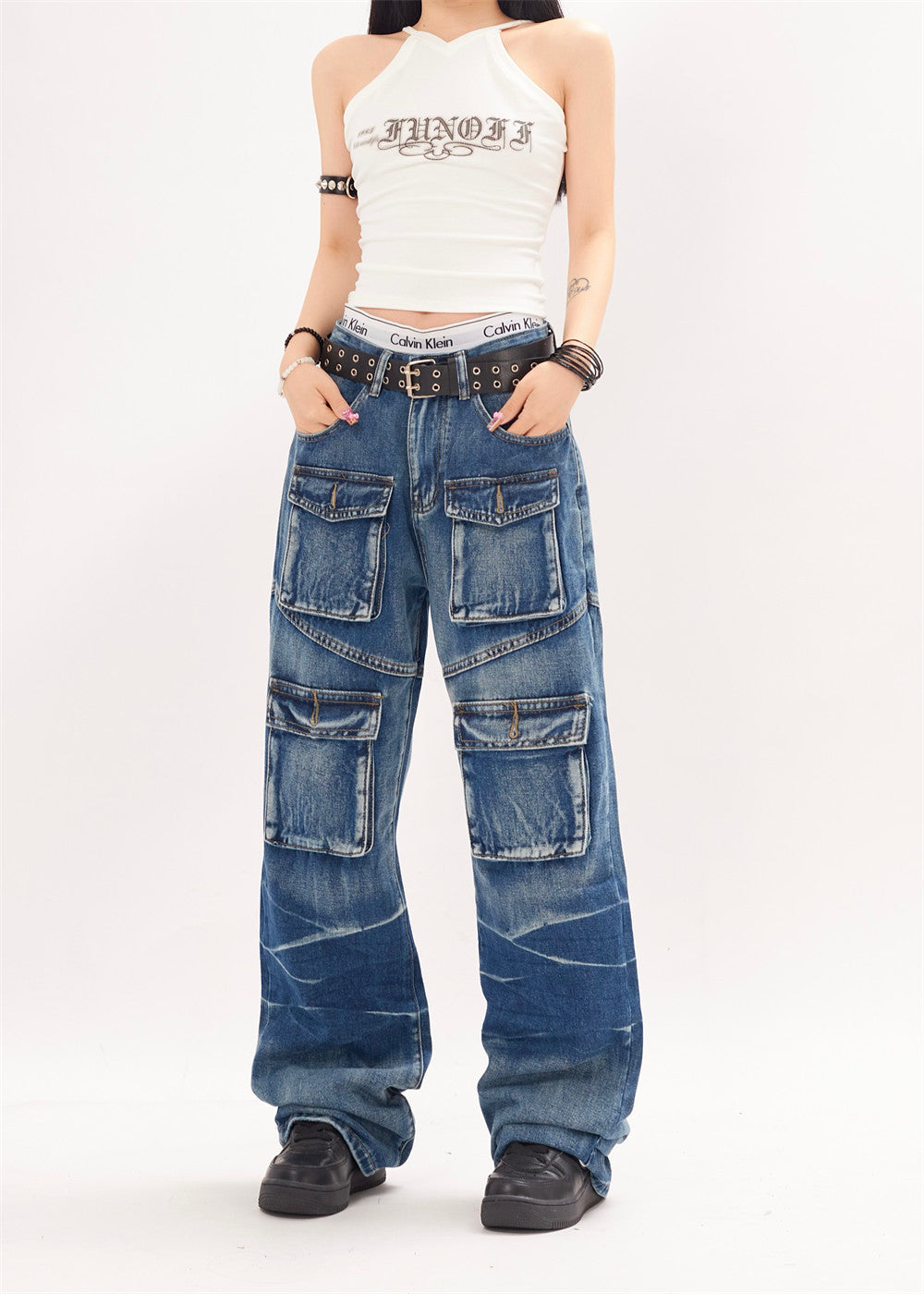 Punk High Street Fashion Design Sense Niche Tie-dye Loose Straight Trousers Men And Women