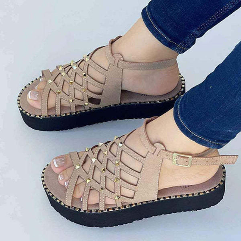 Thick Sole Rivet Summer Fashion Personality Roman Sandals
