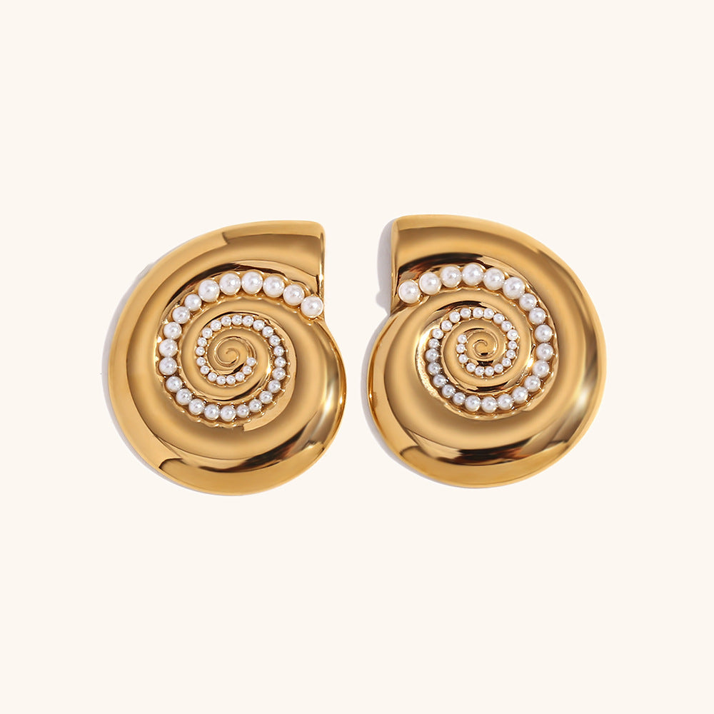 European And American Exaggerated Design Ornament Stainless Steel Plated 18K Jinhailuo Sticky Ear Studs