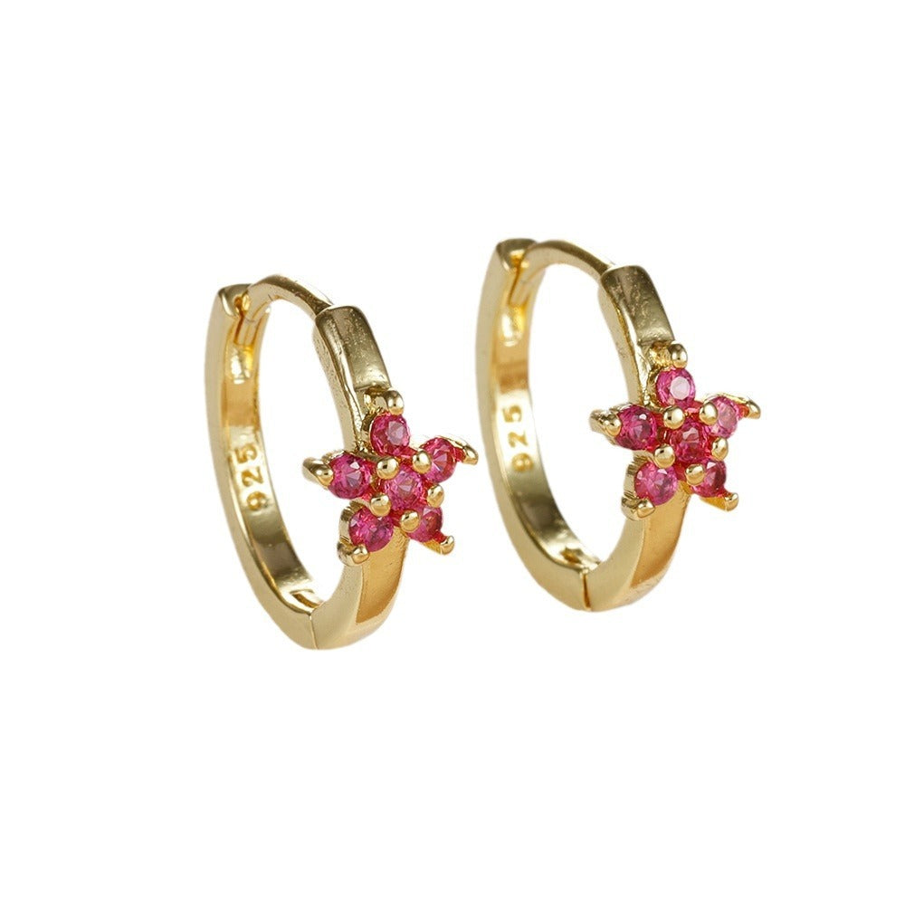 Silver Needle Geometric Stars Rhinestone Earrings Women's Fashion