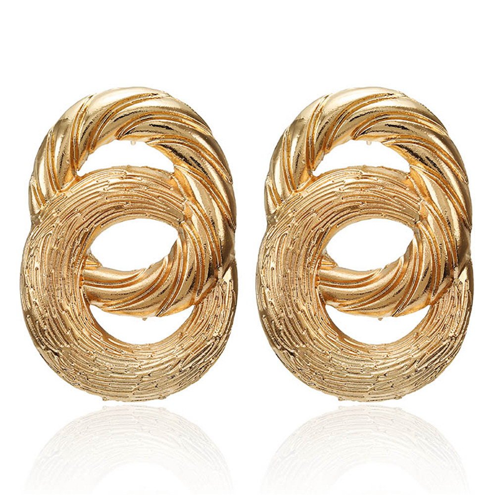 New Exaggerated Big Stud Earrings for Women Circle Round Alloy Earrings Wedding Party Gift