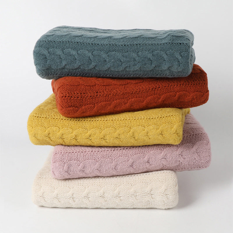 Solid Color Scarf For Women Winter Warm Fashion Versatile Shawl Korean Style Sweet Knitted Woolen Long Scarf
