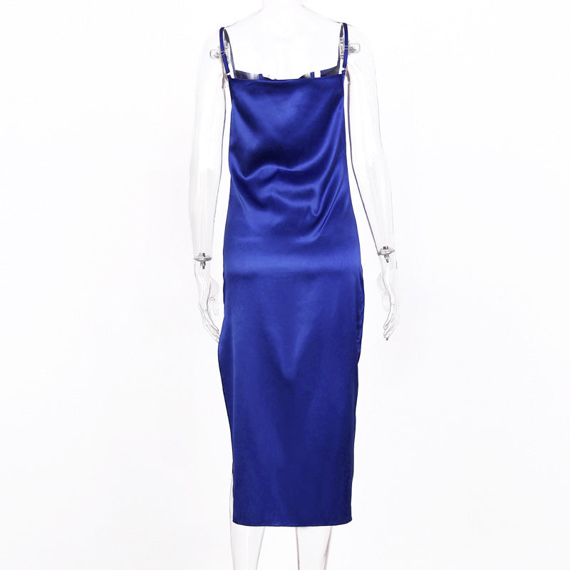 Satin silk ladies midi dress