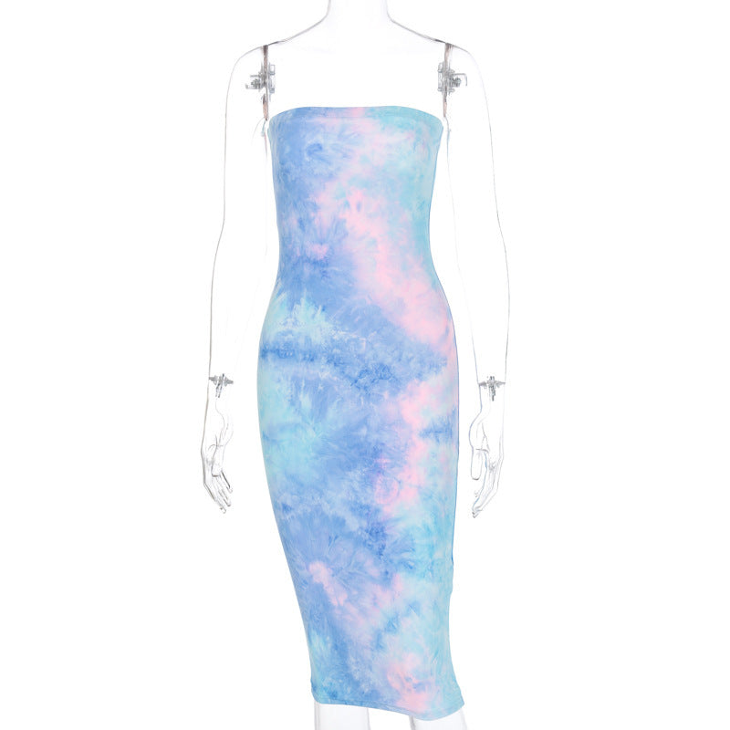 Sleeveless tube top midi skirt