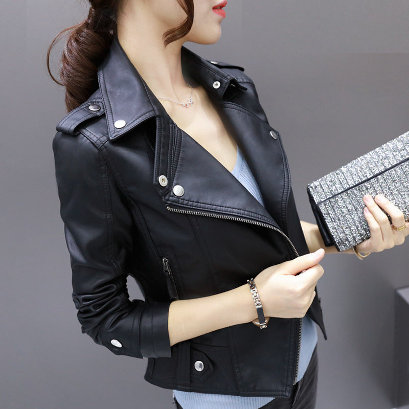 pu locomotive leather ladies short