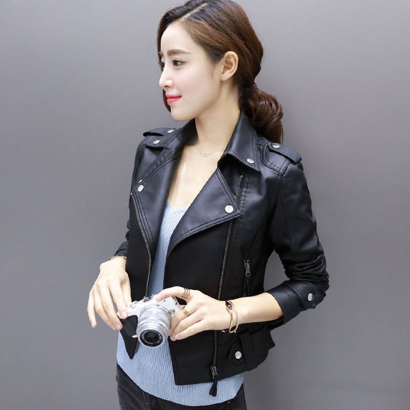 pu locomotive leather ladies short