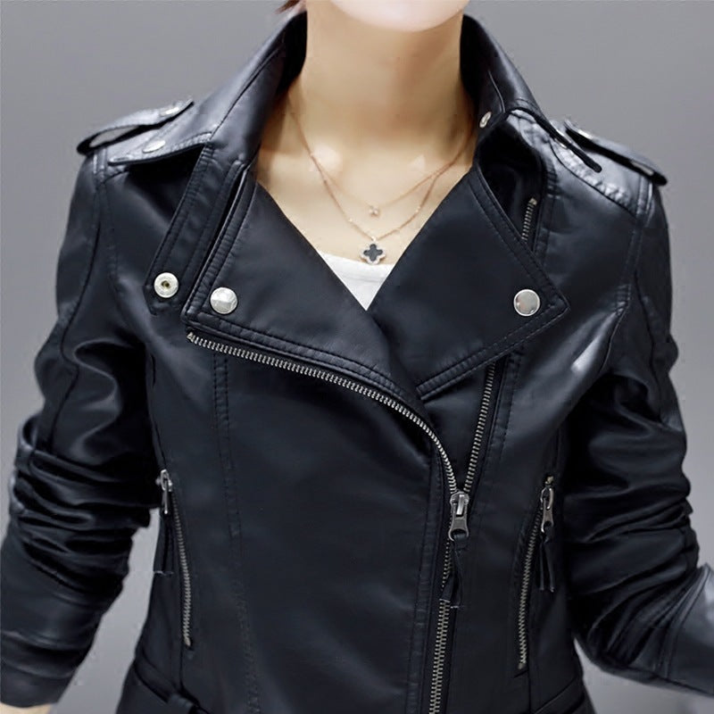 pu locomotive leather ladies short