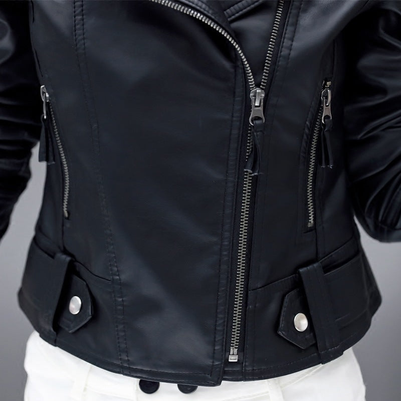 pu locomotive leather ladies short