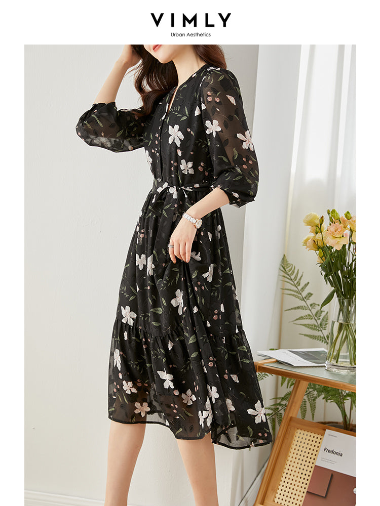 French Chiffon Floral Dress