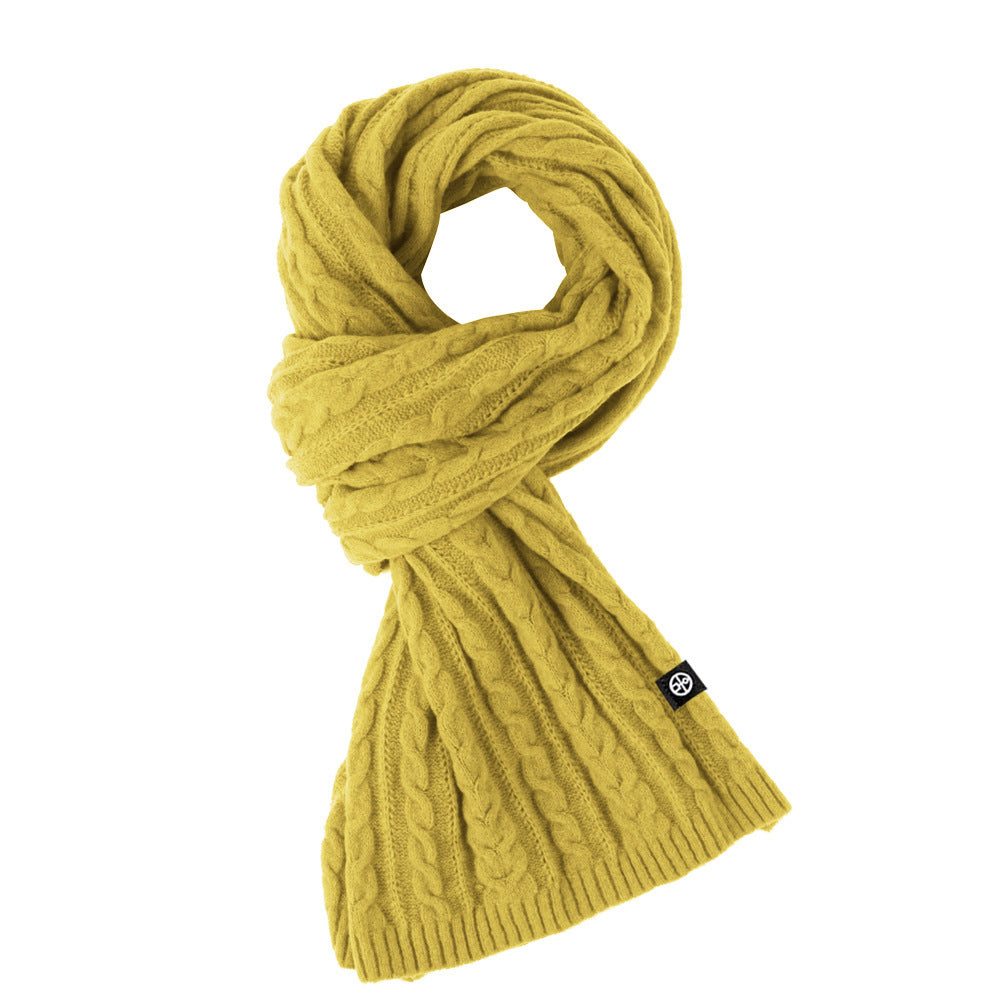 Solid Color Scarf For Women Winter Warm Fashion Versatile Shawl Korean Style Sweet Knitted Woolen Long Scarf