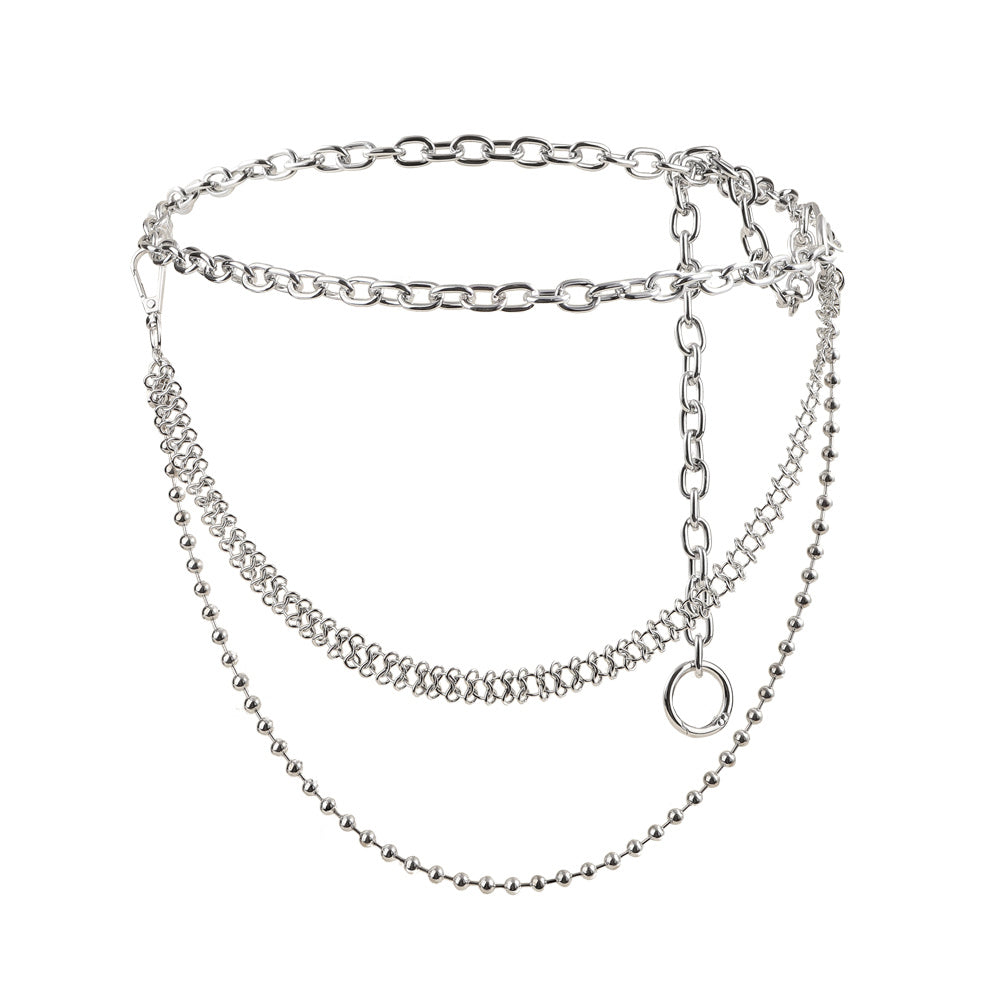 Men's And Women's Personality Fashion Multi-layer Metal Punk Waist Chain All-in-one Detachable Strap Dual-use Body Chain Hip Hop Chic Cool Chain