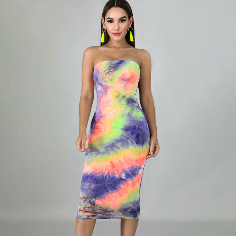 Sleeveless tube top midi skirt