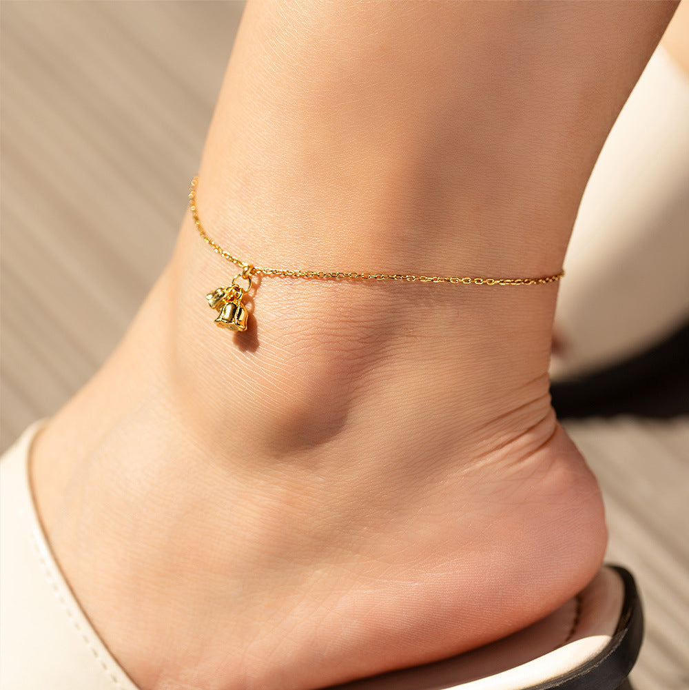 Geometric Lily Pendant Gold Anklet Affordable Luxury Fashion