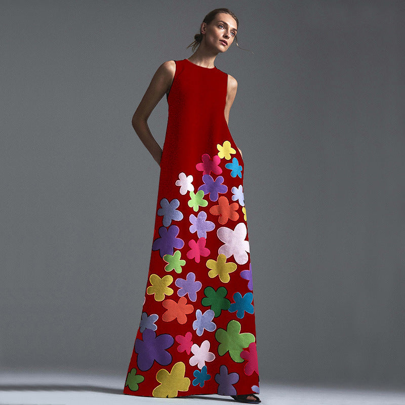European And American Women's Sleeveless Printed Dresses