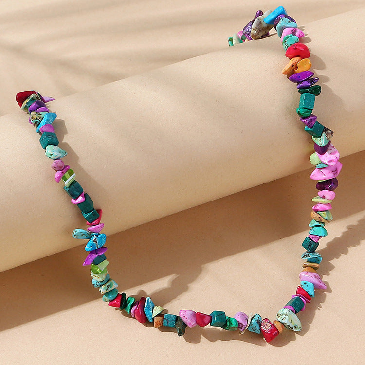 Natural Stone Color Irregular Hand-woven Clavicle Chain