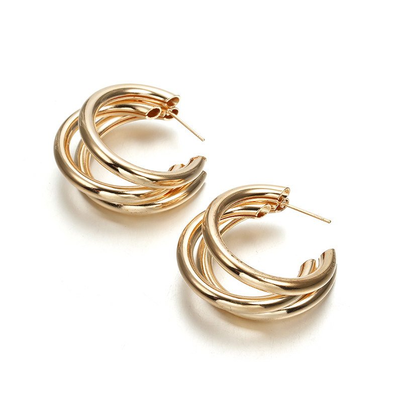 New Style Earrings Personality Cold Wind Metal Ring Ear Buckle Earrings Female C-shaped Earrings Earrings