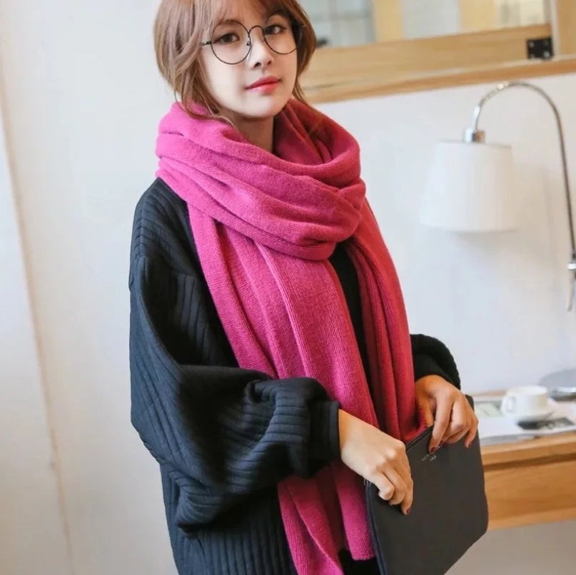 Scarf Female Winter Korean Version Of Knitted Wool Cashmere Scarf Shawl Men And Women Solid Color Wild Collar
