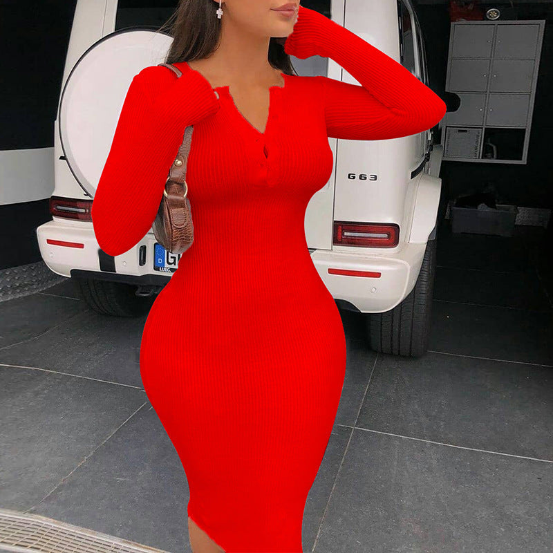 Bag hip skirt long sleeve dress