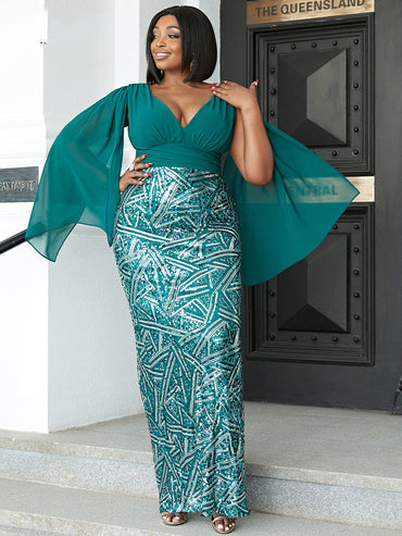 Missord V Neck Contrast Sequin