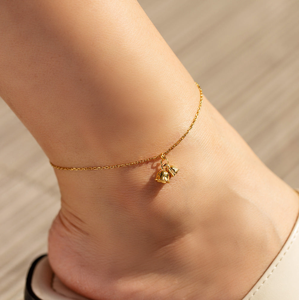 Geometric Lily Pendant Gold Anklet Affordable Luxury Fashion